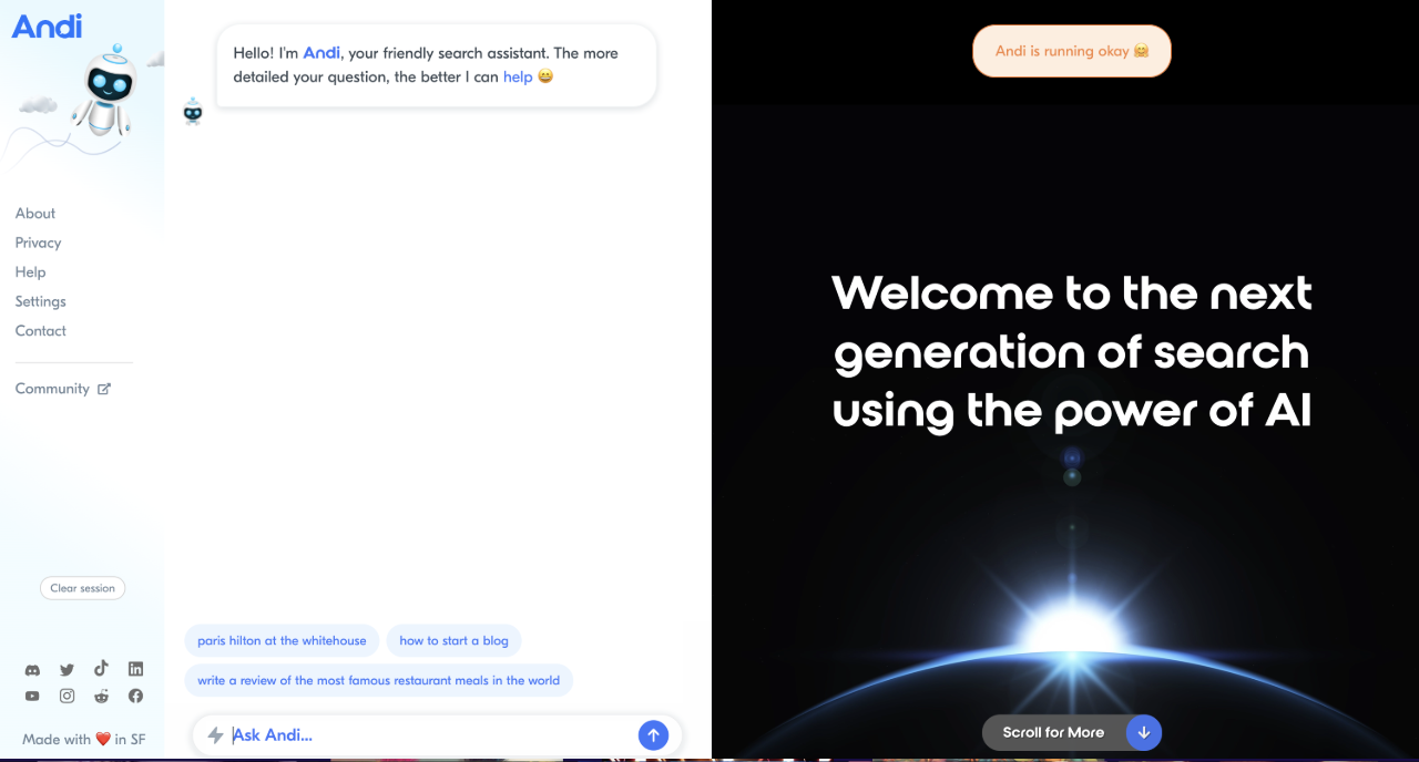 Andi,生成式人工智能搜索引擎