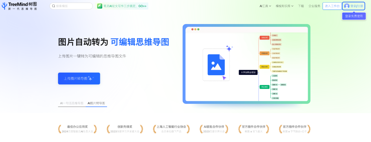 TreeMind树图,AI一句话生成思维导图，支持智能/续写